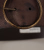 Dolce & Gabbana Dark Brown Wide Calf Leather Logo Round Buckle Belt