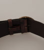 Dolce & Gabbana Dark Brown Wide Calf Leather Logo Round Buckle Belt
