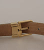 Dolce & Gabbana Blue Leather Jacquard Embossed Gold Metal Buckle Belt