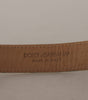 Dolce & Gabbana Blue Leather Jacquard Embossed Gold Metal Buckle Belt