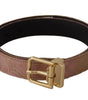 Dolce & Gabbana Rose Gold Leather Logo Engraved Metal Buckle Belt