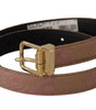 Dolce & Gabbana Rose Gold Leather Logo Engraved Metal Buckle Belt