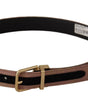 Dolce & Gabbana Rose Gold Leather Logo Engraved Metal Buckle Belt