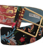 Dolce & Gabbana Multicolor Embroidered Leather Gold Metal Buckle Belt