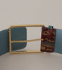 Dolce & Gabbana Multicolor Embroidered Leather Gold Metal Buckle Belt