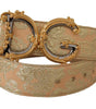 Dolce & Gabbana Gold Wide Waist Jacquard Baroque DG Logo Buckle Belt