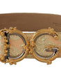 Dolce & Gabbana Gold Wide Waist Jacquard Baroque DG Logo Buckle Belt