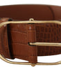 Dolce & Gabbana Brown Wide Waist Leather Gold Oval Metal Buckle Belt