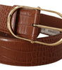 Dolce & Gabbana Brown Wide Waist Leather Gold Oval Metal Buckle Belt