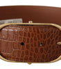 Dolce & Gabbana Brown Wide Waist Leather Gold Oval Metal Buckle Belt