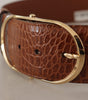 Dolce & Gabbana Brown Wide Waist Leather Gold Oval Metal Buckle Belt