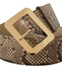 Dolce & Gabbana Brown Exotic Wide Waist Leather Gold Metal Buckle Belt