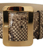 Dolce & Gabbana Brown Exotic Wide Waist Leather Gold Metal Buckle Belt