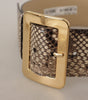 Dolce & Gabbana Brown Exotic Wide Waist Leather Gold Metal Buckle Belt