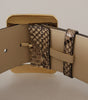 Dolce & Gabbana Brown Exotic Wide Waist Leather Gold Metal Buckle Belt