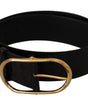 Dolce & Gabbana Black Embossed Leather Gold Tone Metal Buckle Belt