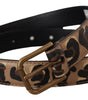 Dolce & Gabbana Brown Leopard Print Vintage Metal Waist Buckle Belt