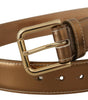 Dolce & Gabbana Bronze Calf Leather Gold Logo Waist Buckle Belt