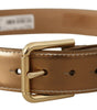 Dolce & Gabbana Bronze Calf Leather Gold Logo Waist Buckle Belt