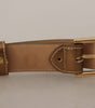 Dolce & Gabbana Bronze Calf Leather Gold Logo Waist Buckle Belt