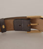Dolce & Gabbana Gray Calfskin Leather Gold Metal Logo Buckle Belt