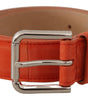 Dolce & Gabbana Orange Leather Suede Silver Logo Metal Buckle Belt