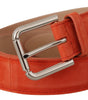 Dolce & Gabbana Orange Leather Suede Silver Logo Metal Buckle Belt