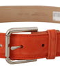 Dolce & Gabbana Orange Leather Suede Silver Logo Metal Buckle Belt