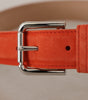 Dolce & Gabbana Orange Leather Suede Silver Logo Metal Buckle Belt