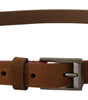 Dolce & Gabbana Brown Logo Engraved Metal Waist Buckle Belt