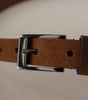 Dolce & Gabbana Brown Logo Engraved Metal Waist Buckle Belt