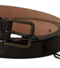 Dolce & Gabbana Black Patent Leather Logo Metal Waist Buckle Belt