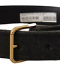 Dolce & Gabbana Brown Velvet Gold Tone Logo Metal Waist Buckle Belt