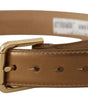 Dolce & Gabbana Bronze Leather Gold Logo Engraved Waist Buckle Belt