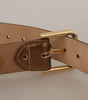 Dolce & Gabbana Bronze Leather Gold Logo Engraved Waist Buckle Belt