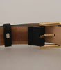 Dolce & Gabbana Black Solid Leather Classic Gold Waist Buckle Belt