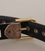 Dolce & Gabbana Light Brown Velvet Gold Tone Logo Metal Buckle Belt