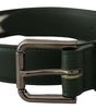 Dolce & Gabbana Army Green Leather Logo Metal Waist Buckle Belt