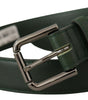 Dolce & Gabbana Army Green Leather Logo Metal Waist Buckle Belt