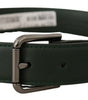 Dolce & Gabbana Army Green Leather Logo Metal Waist Buckle Belt