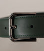 Dolce & Gabbana Army Green Leather Logo Metal Waist Buckle Belt
