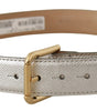 Dolce & Gabbana Silver Leather Gold Tone Logo Metal Waist Buckle Belt