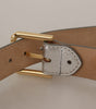 Dolce & Gabbana Silver Leather Gold Tone Logo Metal Waist Buckle Belt