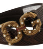 Dolce & Gabbana Brown Amore Animal Print Exotic Leather Logo Buckle Belt