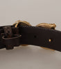 Dolce & Gabbana Brown Amore Animal Print Exotic Leather Logo Buckle Belt