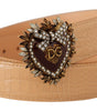 Dolce & Gabbana Beige Croc Pattern DEVOTION Heart DG Waist Buckle Belt