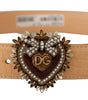 Dolce & Gabbana Beige Croc Pattern DEVOTION Heart DG Waist Buckle Belt