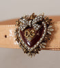 Dolce & Gabbana Beige Croc Pattern DEVOTION Heart DG Waist Buckle Belt