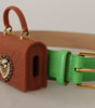 Dolce & Gabbana Green Leather Devotion Heart Micro Bag Headphones Belt