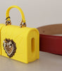Dolce & Gabbana Red Leather Yellow DEVOTION Heart Bag Buckle Belt